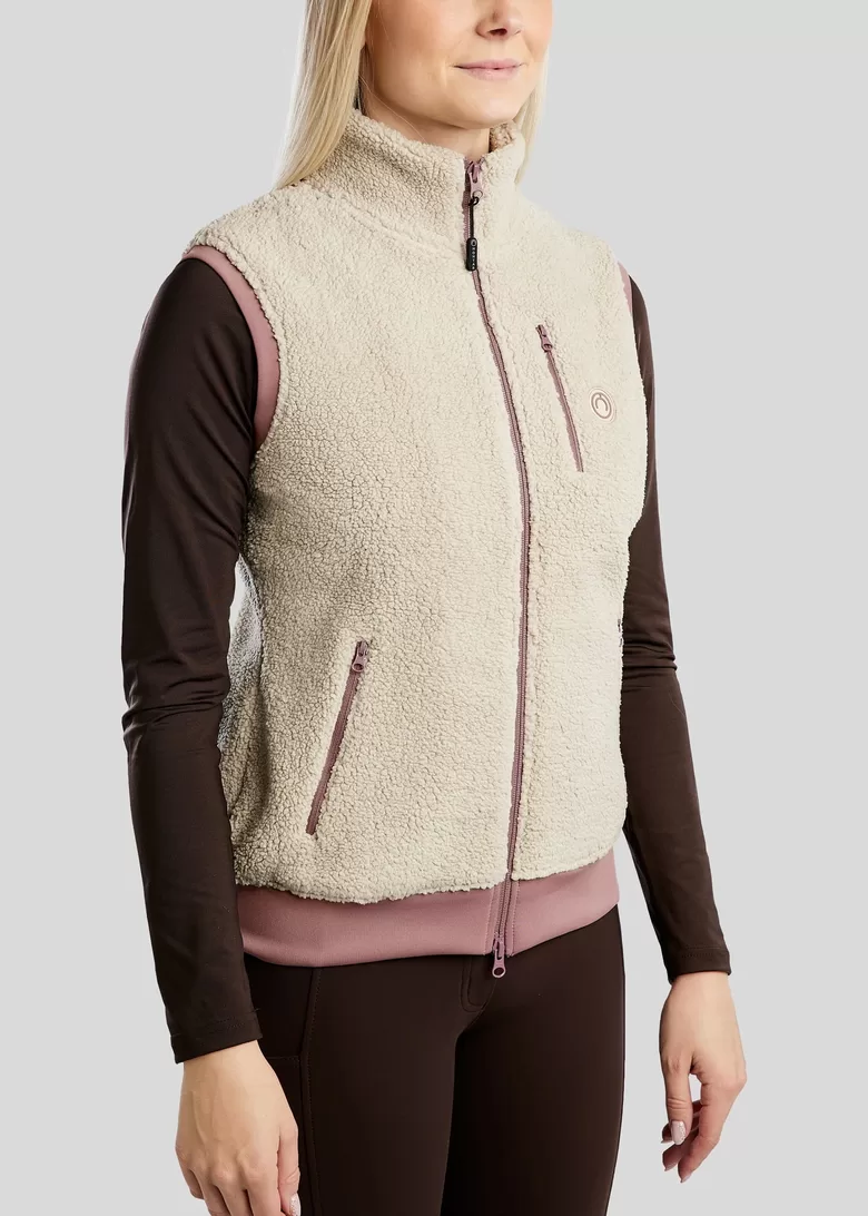 MoEbba Teddy vest - kreem/vanaroosa