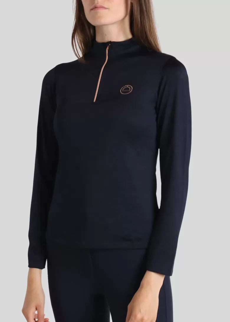 Pikkade varrukatega Everly Mon-Tech Polo - navy