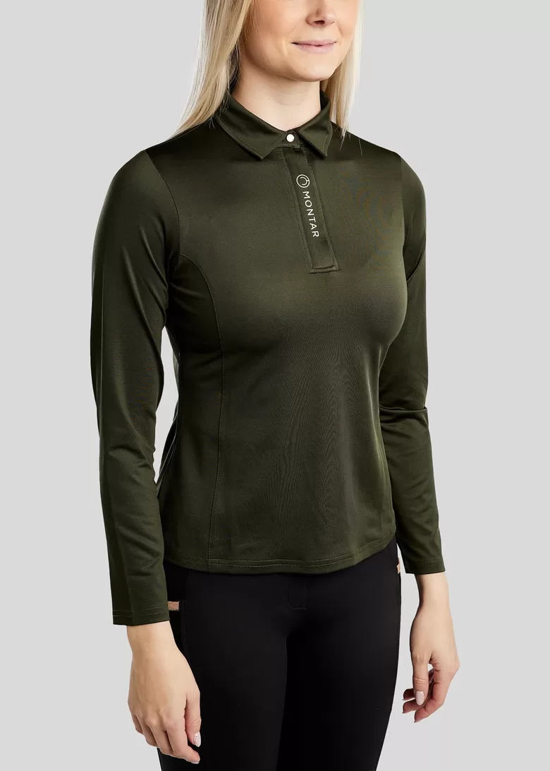 MoSusan long sleeve polo - olive