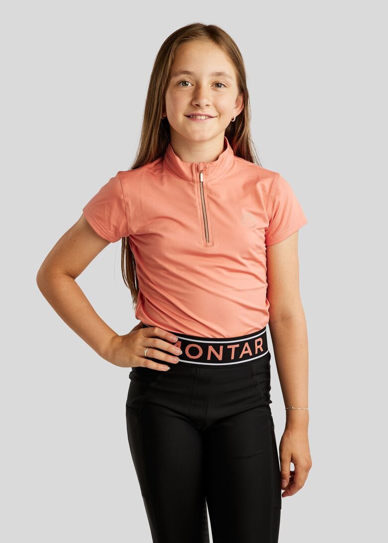 Everly polo lühikeste varrukatega juunior - korallroosa