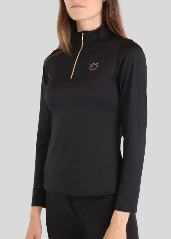 Pikkade varrukatega Everly Mon-Tech Polo - must